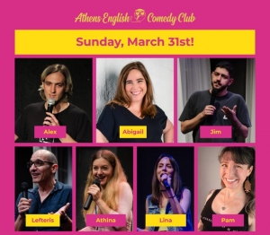 Athens English Comedy Club - &Kappa;&upsilon;&rho;&iota;&alpha;&kappa;ή 31/3 &sigma;&tau;&omicron; &Theta;έ&alpha;&tau;&rho;&omicron; &Epsilon;&Lambda;&Iota;&Alpha;&Rho;&Tau;!